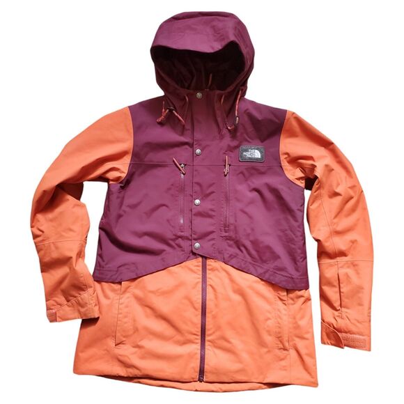 The North Face Jacket Women Large Orange Burgandy Insulated Snowboard Ski Coat - Picture 1 of 6